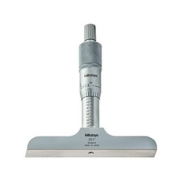Mitutoyo 128-106 Vernier Depth Gauge, Micrometer Type, 0-1" Range, 0.001" Graduation, +/-0.003mm Accuracy, 4" x 0.63" Base