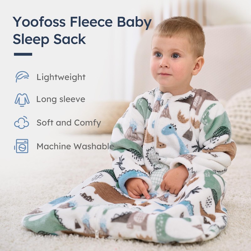 Yoofoss Long Sleeve Fleece Baby Sleep Sack 18-24 Months, 2