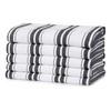 100% Cotton Tea Towel - Black Basketweave Stripe Pattern, Pack