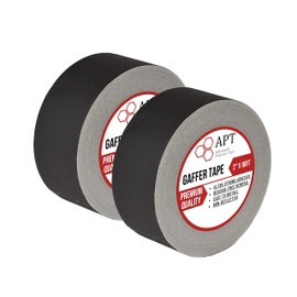 APT, Premium Grade Black Gaffer Tape, Heavy Duty, Residue Free, Non Reflective and Easy to Tear Pro Gaff Tape for Photographers, DJs- Main Stage (2 Rolls)