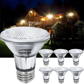 Lachesan PAR20 Flood 39W 120V 480 Lumens Flood Light Bulbs, 6 Pcs PAR20 Range Hood Light Bulb with Dimmable E26 Base, Dimmable 2800K Warm White, Long Lasting for Indoor Spotlight, Range Hood, Recessed