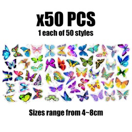 50 Car Butterfly Stickers, Waterproof Graffiti Stickers, Suitable for DIY Hand Decoration, Can Be Used for Motorcycles, Skateboards, Computers, Water Cups, Etc.