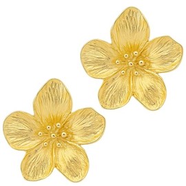 Bold Gold Flower Statement Earrings – Large Chunky Floral Studs for Women | Trendy Summer Fashion Jewelry