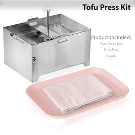 Tofu Press, Tofu Press Stainless Steel with Cheese Cloth and Drip Tray for Homemade Firm Tofu, Paneer Maker & Cheese Press - Efficient Water Removal, Dishwasher Safe