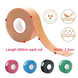 Tcdwla Wrinkle Plaster, Face Lifting Tape, 4 Rolls Face Tape, Skin Colours, Breathable Facelift Muscle Band, V Face Tightening, Double Chin Improvement (2.5 cm x 5 m) (Skin Colour + Blue)