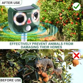 2026 Upgraded Solar Ultrasonic Animal Repellent Outdoor Indoor with Bionic Shape Design, Waterproof Deer Repellent Device with Motion Activated Deterrent Cat Dog Bird Rabbit Squirrels Raccoon Skunk
