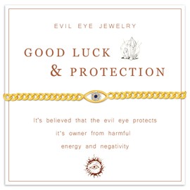 FANCIBAND Evil Eye Bracelet Women Gold Bracelet For Women with Cubic Zirconia Dainty Gold Cuban Link Bracelet For Women Jewelry Gifts