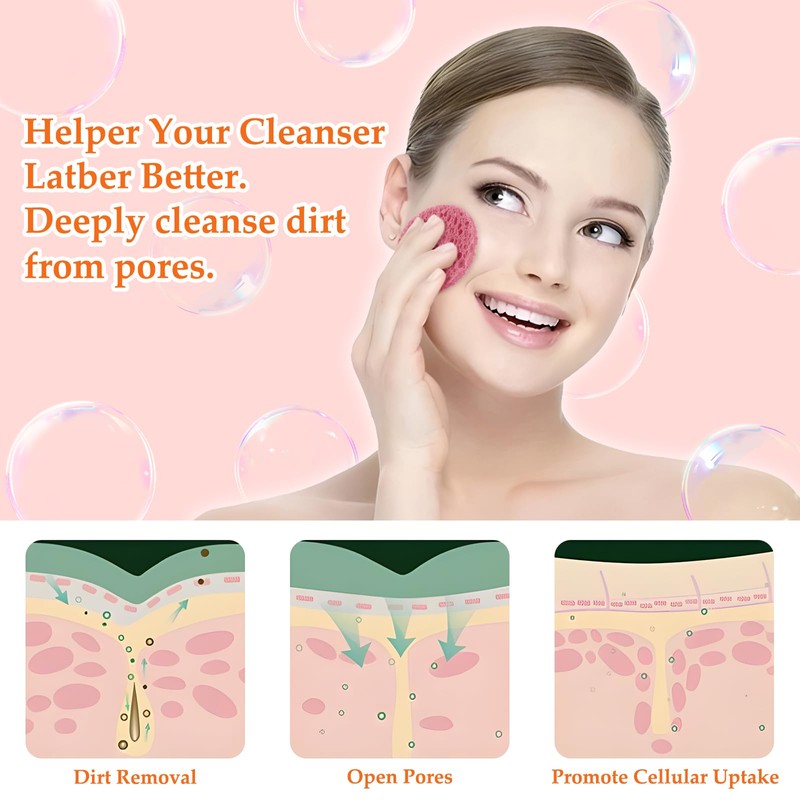 Pack of 80 Face Sponge, Cellulose Make-Up Pads, Compressed Make