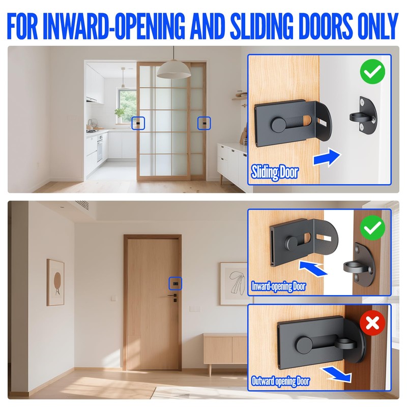 Sliding Door Lock, 90 Degree Door Hasp Latch Lock, Stainless