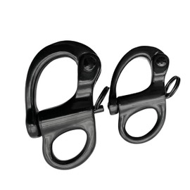 Generic Pair of Stainless Steel 316 Fixed Snap Shackle，Quick Release Fixed Shackles with Round Ring Marine Boat Rigging Hardware (Length:52mm,Black), SLIVER