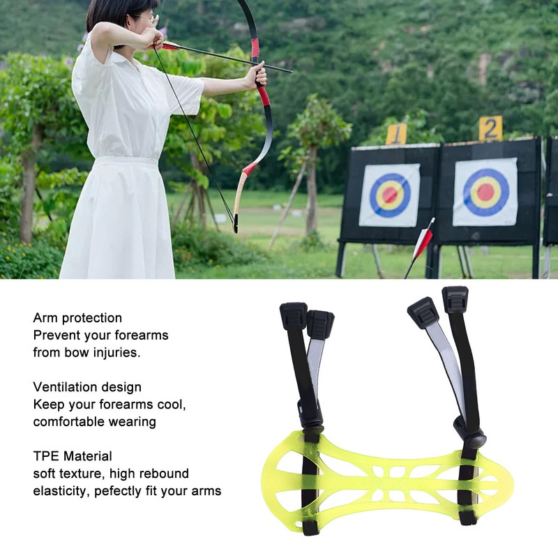 Archery Arm Guard TPE Adjustable Protective 2 Strap Forearm Protector
