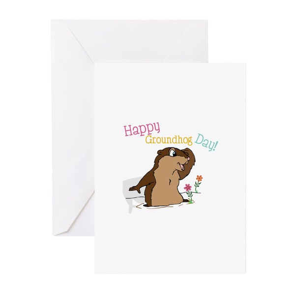 CafePress Happy Groundhog Day Greeting Cards Greeting Card (20-pack), Note