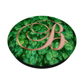 B Pink Clover Shamrock 4 Leaf Plant Initial Monogram Letter