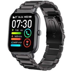 Compatible for P66D Smartwatch 1.85 Inch Band, Quick Release Stainless Steel Metal Replacement Straps Compatible with Aptkdoe P66D / Dotn P66D / Ddidbi P66D Smartwatch 1.85 Inch (Black)