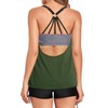 Two Piece Tankini with Shorts - Mesh Swim Tops with