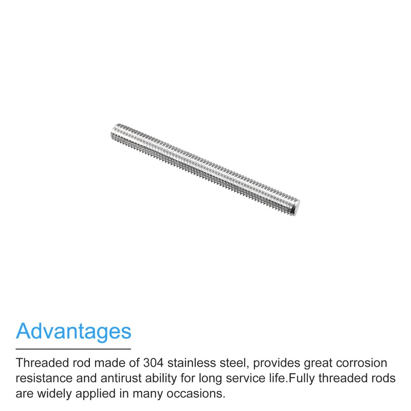 sourcing map Fully Threaded Rod M5 x 50mm 0.8mm Thread