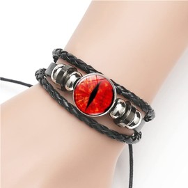 JczR.Y Retro Cat Dragon Eyes Bracelet Cuff Multilayer Woven Beaded Leather Animal Eyes Bracelet for Women Fashion Time Gems Eyes Hand Jewelry(05)