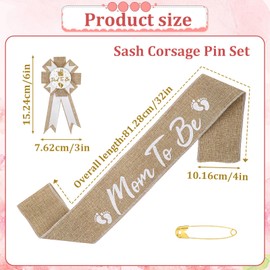 Jeffdad Neutral Burlap Mom to Be Sash Dad to Be Pin Baby Shower Decorations, Burlap Mommy to Be Sash Baby Shower Corsage for Gender Reveals Party Decorations for Pregnant Keepsake Gifts