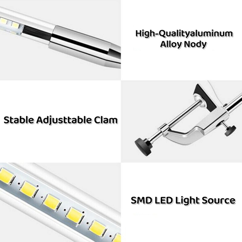 lishumei Desk Lamp with Clamp, 3 Modes 10 Brightness 360°