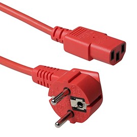 ACT IEC Cable 0.6 m, C13 Cable, PC Power Cable, CEE 7/7 to C13 3 Pin - Earthing Contact Angled - AK5128 Red