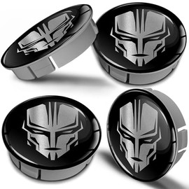 Biomar Labs® 4 x 60 mm Plastic Hub Caps Wheel Centre Caps Wheel Hub Caps Hub Caps Robot Silver Black Car Tuning CS 9