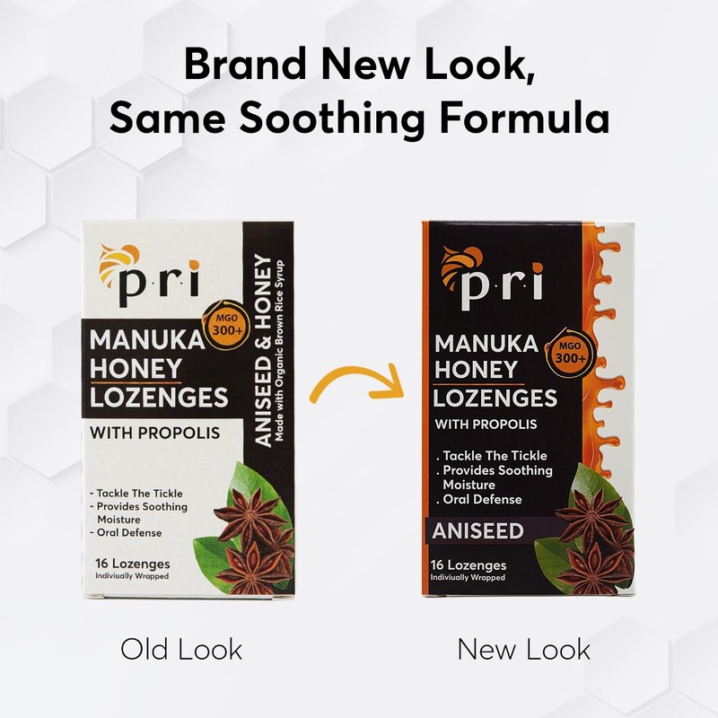 P.R.I Manuka Honey Lozenges with Propolis, Aniseed Cough Drops, Natural