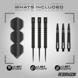 RED DRAGON Phantom - 22 gram Tungsten Professional Darts Set with Flights and Nitrotech Shafts (Stems)