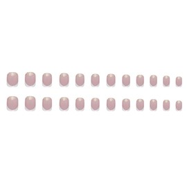 SINLOV Sequin Coffin Square False Nails Medium Press on Nails Nude Pink Gradient French Fake Nails Sparkly Ballerina Acrylic Stick on Nails for Women and Girls