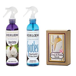 Heirloom Essentials Two-Step Furniture Cleaner And Polish Combo with Towels (Clean Cotton)