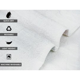 ZUPERIA White Wash Cloth Bulk - 12" x 12" - 100% Cotton Economical Light Weight Towels for Commercial Use - Quick Dry, Ultra-Soft, and Absorbent Bulk Towels (Pack of 24)