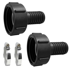 BNGXR IBC Adapter S60 x 6 to Hose Nozzle, Pack of 2 IBC Adapter S60 x 6, with Lid Coarse Thread S60 x 6 with 32 mm Hose Nozzle, IBC Tank Hose Adapter, Garden Hose Adapter, Container Tank Accessories