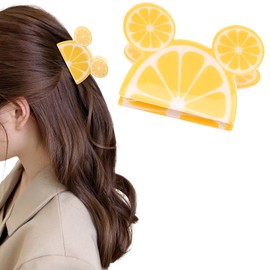Hapdoo 1pc Lemon Mouse Ear Hair Clips, Funny Novelty Cute Fruit Claw Clips Hair Accessories for Women Girls