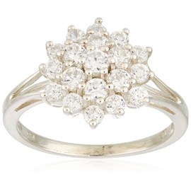Silver Cubic Zirconia Set Cluster Ring K