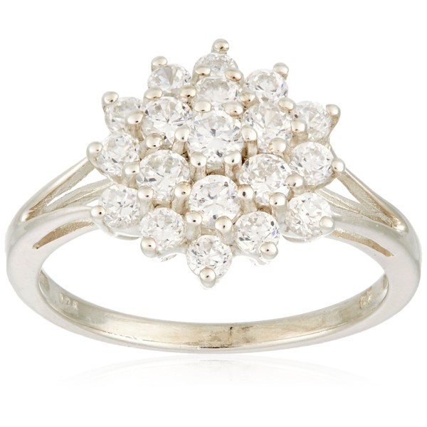 Silver Cubic Zirconia Set Cluster Ring K