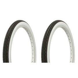 Duro 20" x 1.75" Black/White Side Wall Tires - Set of 2 for Lowrider, BMX, and Chopper Bikes