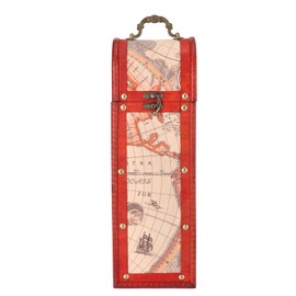 Antique Map Wine Box Vintage Wooden Wine Decorative Gift Box with Lid Handle for Map Lovers