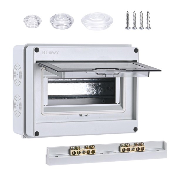 Surface-Mounted Distribution Box, IP65 Waterproof Fuse Box, Ideal for Garden