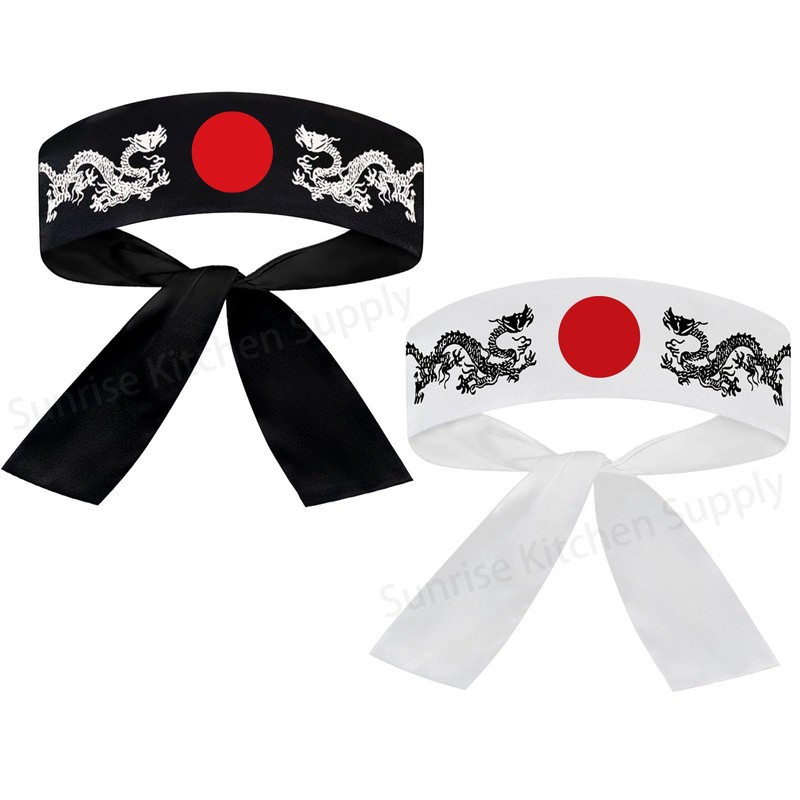 Cotton Tie on Headband (1 White + 1 Black) For