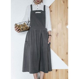 Nanxson CF3094 Women's Cotton Linen Apron Cooking Kitchen Apron Bib Apron Work Apron with 2 Pockets, black