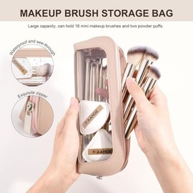 MAANGE 메이크업 브러시 세트 19개 여행용 아이섀도우 파우더 파운데이션 컨실러 전문 MAANGE Makeup Brush Set 19-Piece Travel Eyeshadow Powder Foundation Concealer Professional [Coffee]