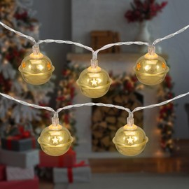 LED Christmas Bells Fairy Lights - 5.5' - Clear Wire - Gold - 10ct