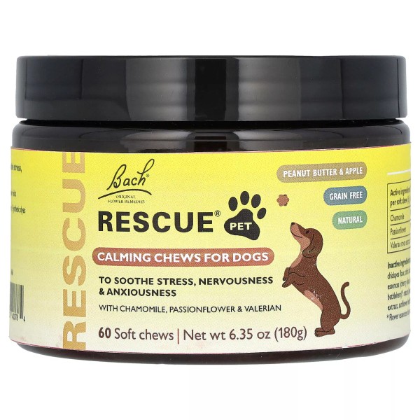 Bach's Rescue Pet, Calming Chews, For Dogs, Peanut Butter &