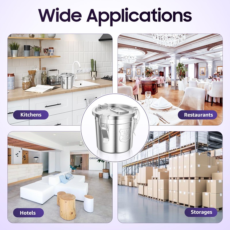 WANLECY 304 Stainless Steel Airtight Canister for Kitchen, 6L Stainless