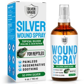 Reptile Wound Care Spray with Silver – for Wounds, Cuts, Scale Rot, Burns, Sores, Irritation, Abnormal Shedding – Topical Spray for Lizards, Bearded Dragons, Iguanas, Snakes, Geckos & Turtles – 4 Oz