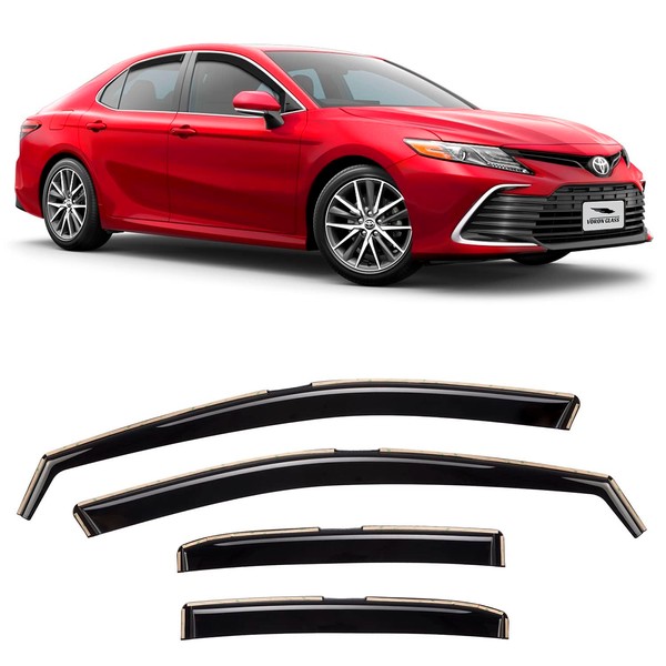 Voron Glass in-Channel Extra Durable Rain Guards for Toyota Camry 2018-2023, Window Deflectors, Vent Window Visors, 4 Pieces - 220171