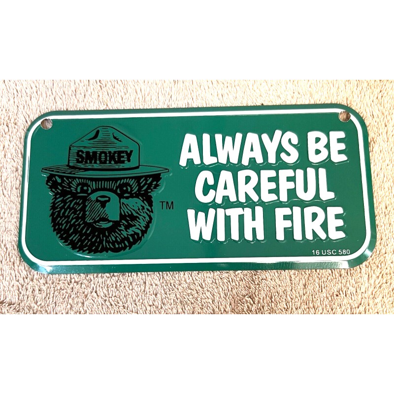 Smokey the Bear Bike License Plate GREEN Only You Can