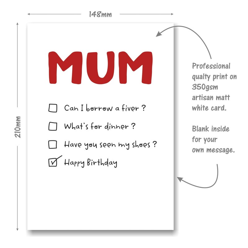 Funny Birthday Card for Mum - Multiple Choice
