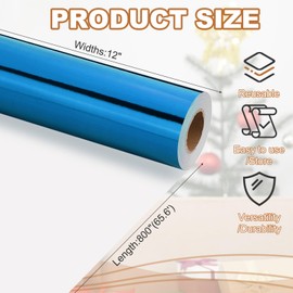 PATIKIL Metallic Wrapping Paper, 12 Inch x 800 Inch(65.6Ft) Foil Wrapping Paper Matte Gift Wrapping Paper Roll 120 GSM for Gift Christmas Wedding Birthday Women Men, Blue