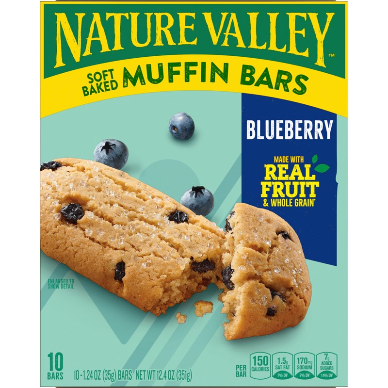 Nature Valley Soft Baked Muffin Bars, Blueberry, Snack Bars, 10