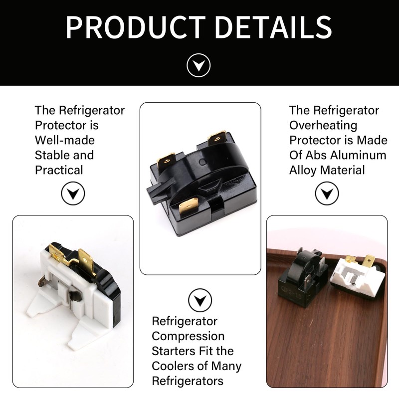 Jawfait PTC Refrigerator Start Relay and Overload Protector Kit, QP2-15